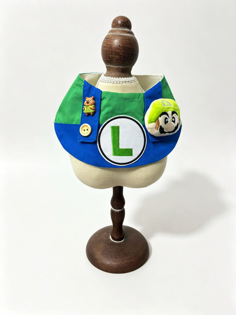 Green & Blue Overall Bib with Plush Patch