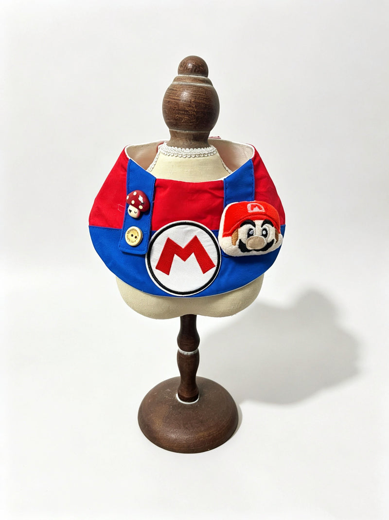 Red & Blue Overall Bib with Plush Patch