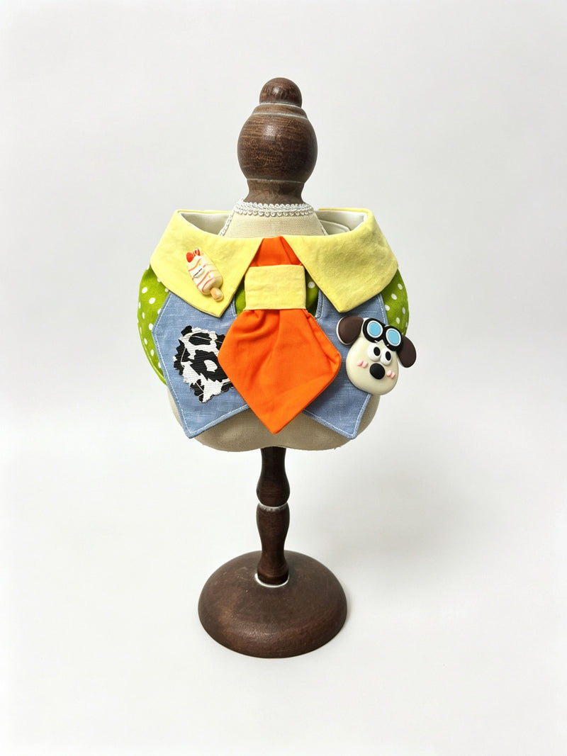 Yellow Collar & Orange Tie Bib