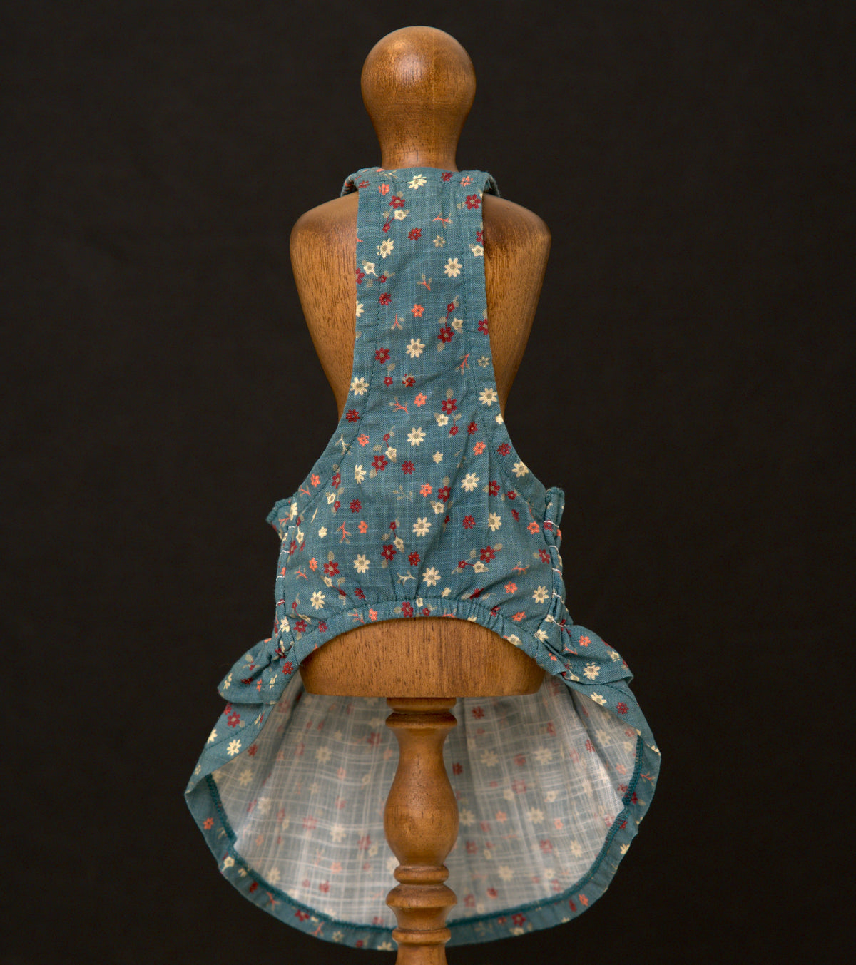 Vintage Blue Floral Shirred Dog Dress