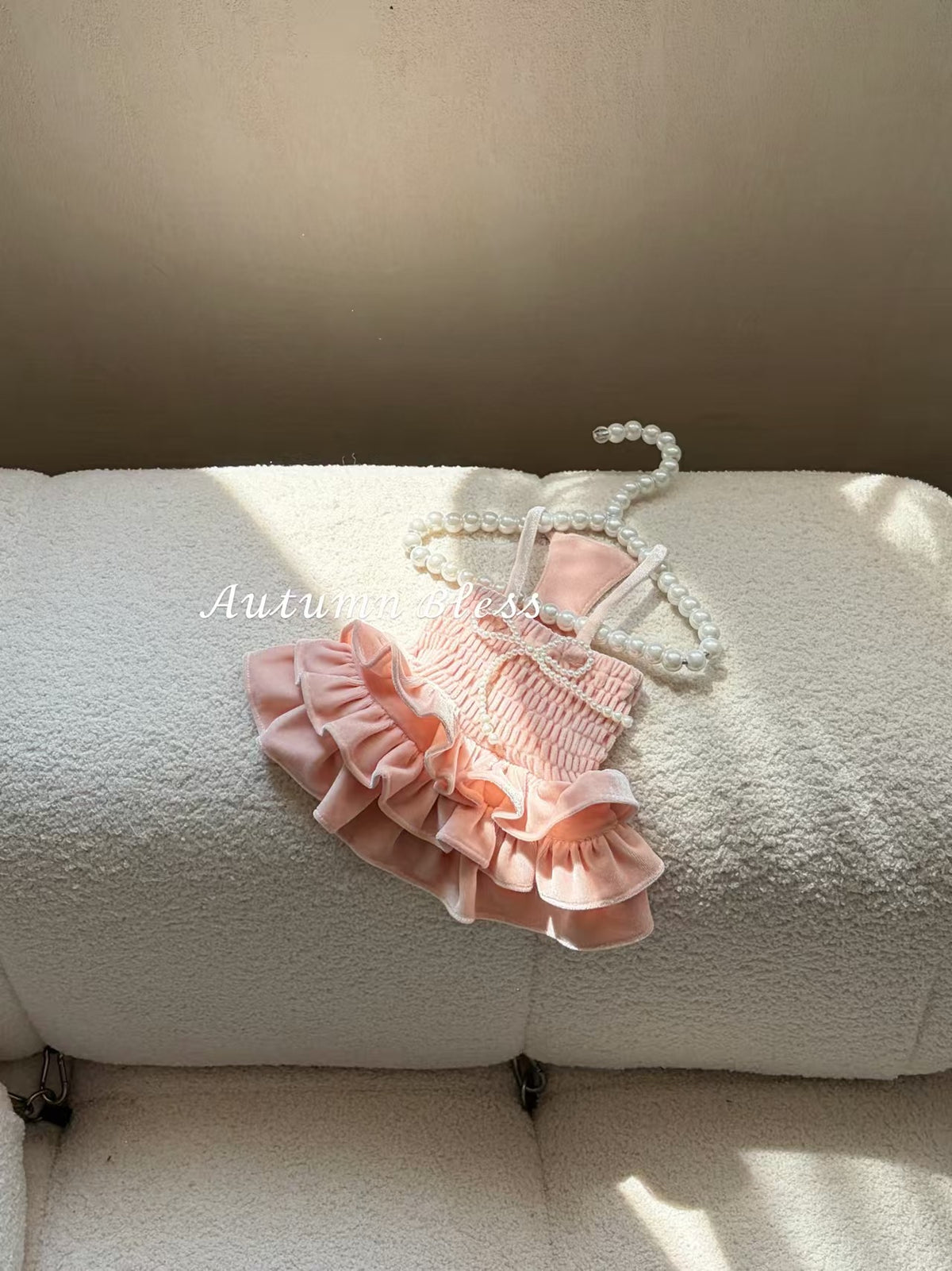 Autumn Bless pearl velvet cake dress for small dogs